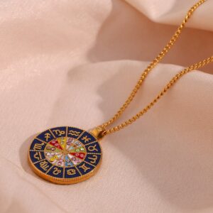 collier pendentif émaillé avec signe astrologique 16 collier pendentif émaillé avec signe astrologique 16