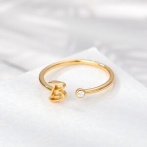 Bague ajustable personnalisée lettre minuscule 19