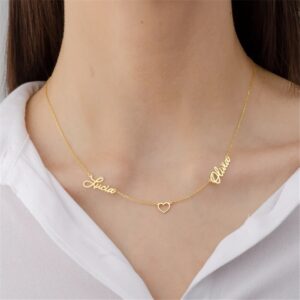 Collier personnalisé double prénoms avec cœur 8