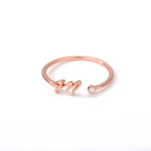 Bague ajustable personnalisée lettre minuscule 26