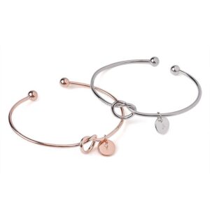 Bracelet Jonc à nœud gravé initial 13