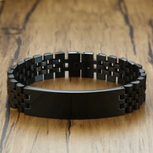 Bracelet noir personnalisé avec chaîne à maillons épais 8