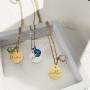 Esme – Collier gravé avec pierre de naissance 18