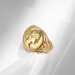 Bague romaine avec tête de césar gravé 14