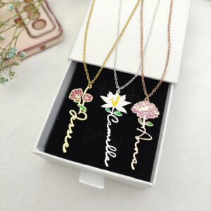 Collier Rose de naissance Personnalisé 14 Collier Rose de naissance Personnalisé 14