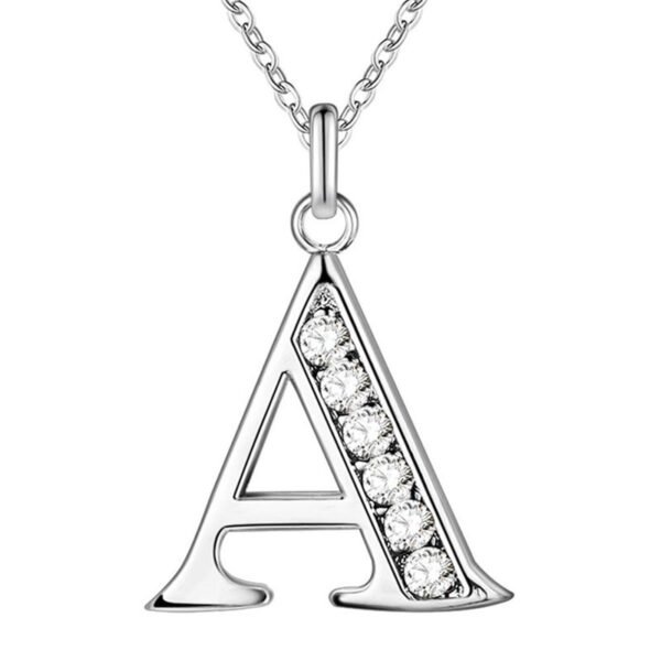 Collier initial Zircon blanc 3