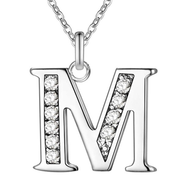 Collier initial Zircon blanc 7