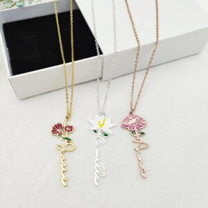 Collier Rose de naissance Personnalisé 13 Collier Rose de naissance Personnalisé 13