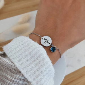 Bracelet à disque personnalisé avec pierre de naissance 14