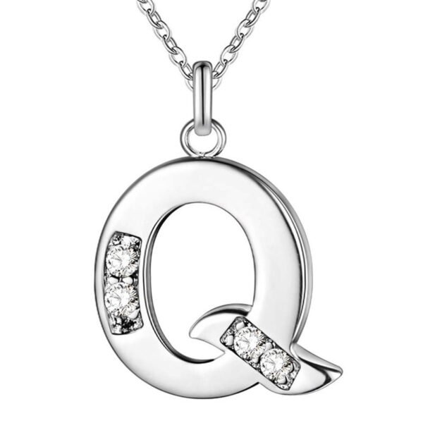 Collier initial Zircon blanc 11