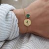 Bracelet à disque personnalisé avec pierre de naissance 15