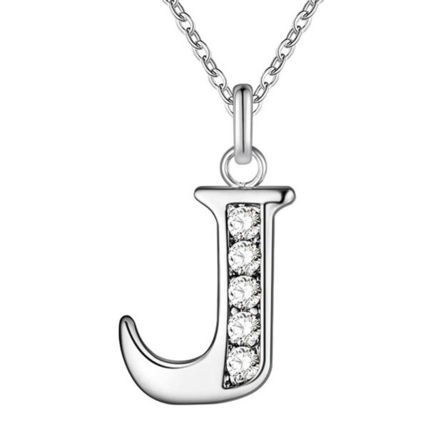 Collier initial Zircon blanc 4