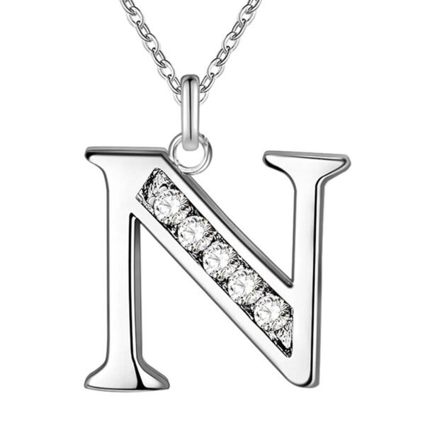 Collier initial Zircon blanc 8