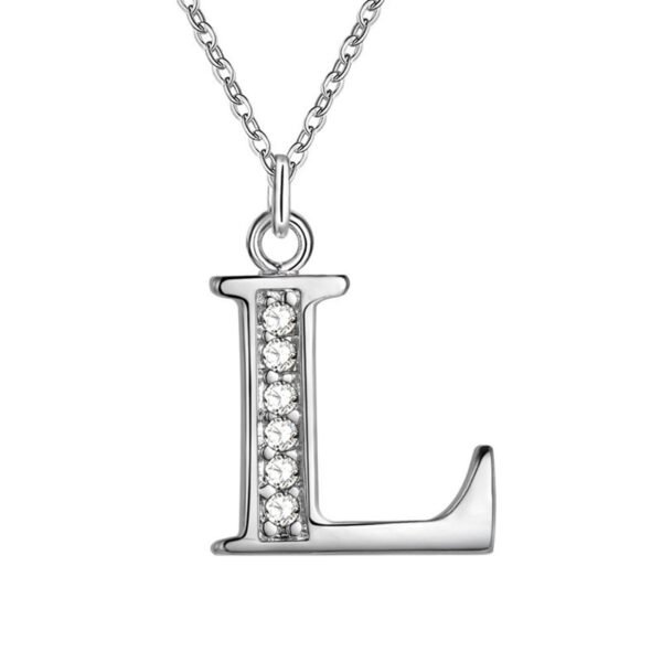 Collier initial Zircon blanc 6