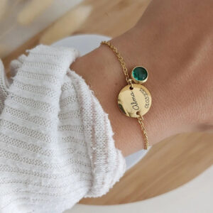 Bracelet à disque personnalisé avec pierre de naissance 19