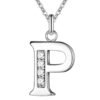 Collier initial Zircon blanc 20