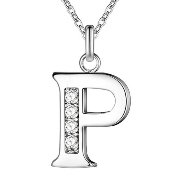 Collier initial Zircon blanc 10