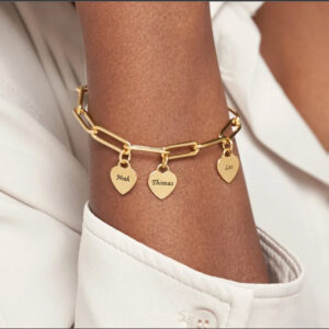 Bracelet à breloques coeurs personnalisés – Rose, Or, Argent 10