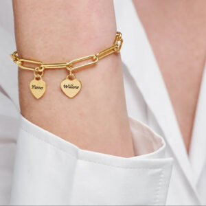 Bracelet à breloques coeurs personnalisés – Rose, Or, Argent 11