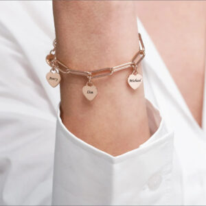 Bracelet à breloques coeurs personnalisés – Rose, Or, Argent 13