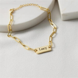 Bracelet gravé prénom à gros maillons 13