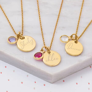 Collier prénom gravé avec pierre de naissance 11