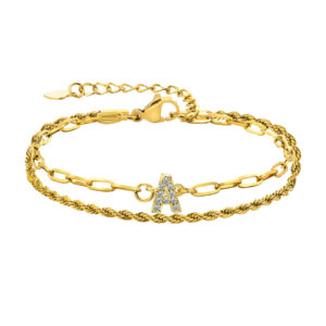Bracelet Initiale à double couche pour femme 11