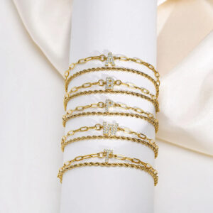 Bracelet Initiale à double couche pour femme 13