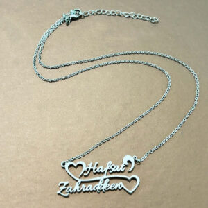 Collier personnalisés 2 prénoms et 2 Coeurs pour couples 10