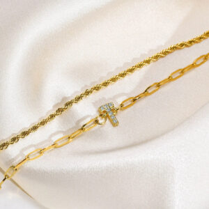 Bracelet Initiale à double couche pour femme 14